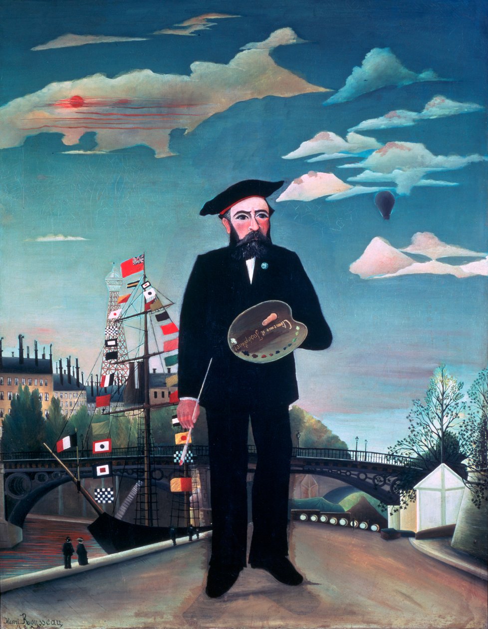 Selbstporträt, von der Île Saint-Louis, 1890 von Henri Rousseau