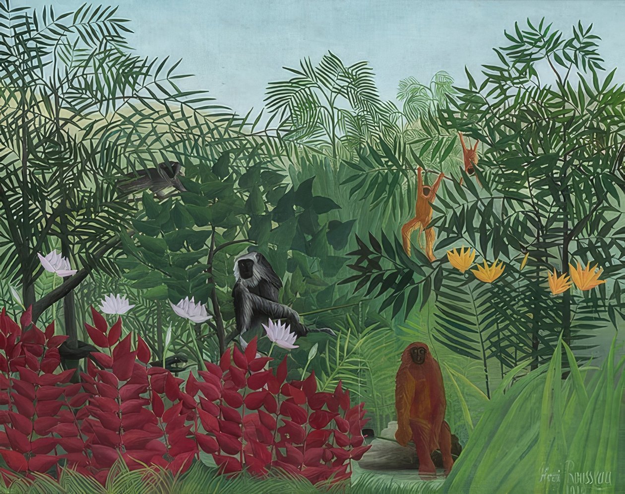 Tropenwald mit Affen von Henri Rousseau