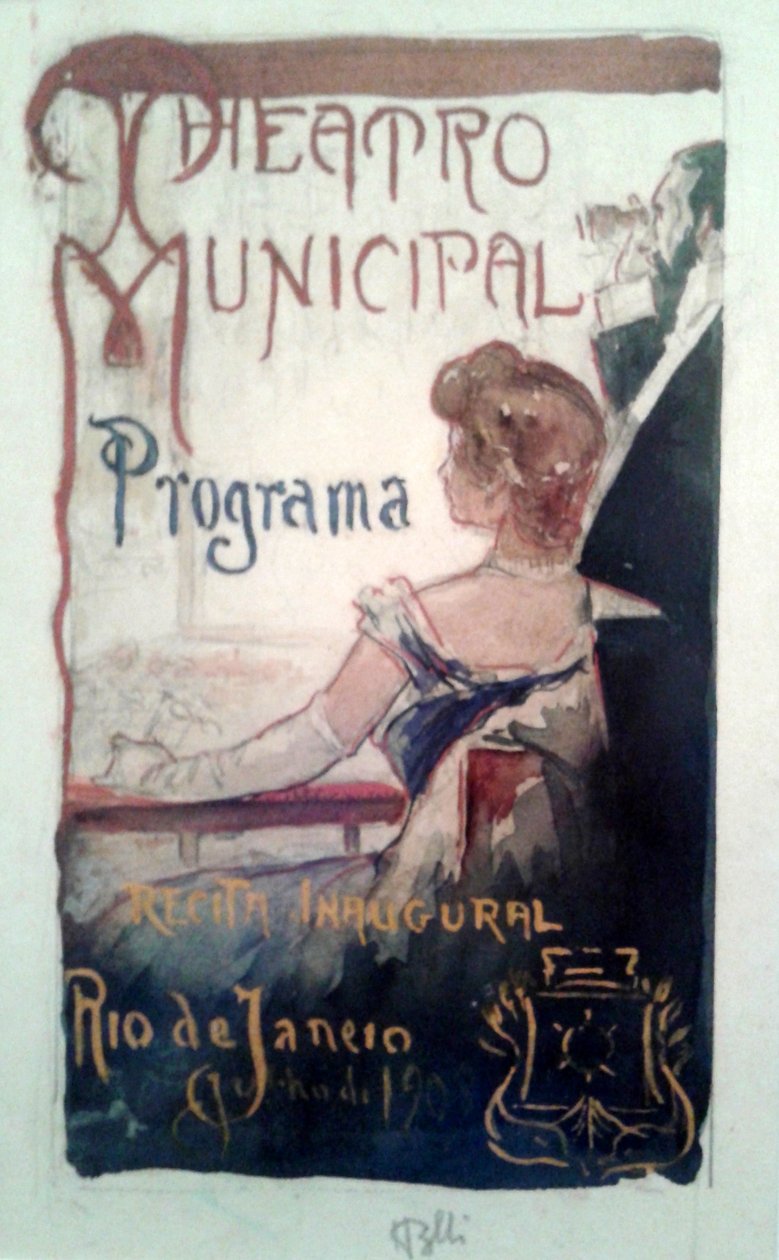 Studie für das Programmheft zur Einweihung des Stadttheaters von Rio de Janeiro von Henrique Bernardelli