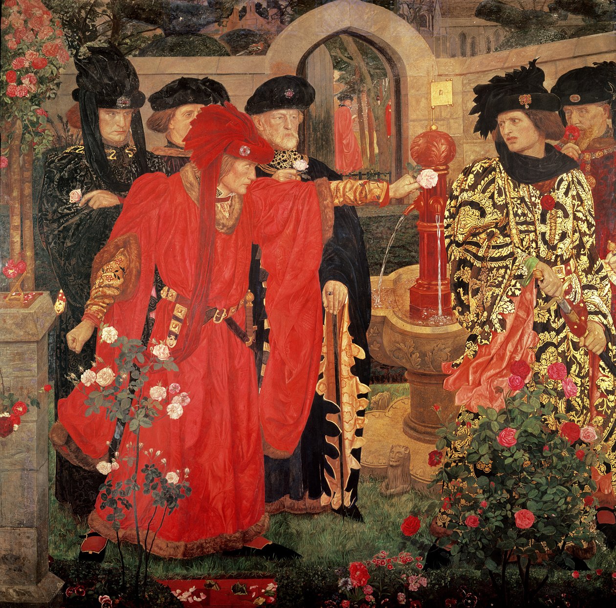 Die Wahl der roten und weißen Rosen im Tempelgarten, 1910 von Henry A. Payne