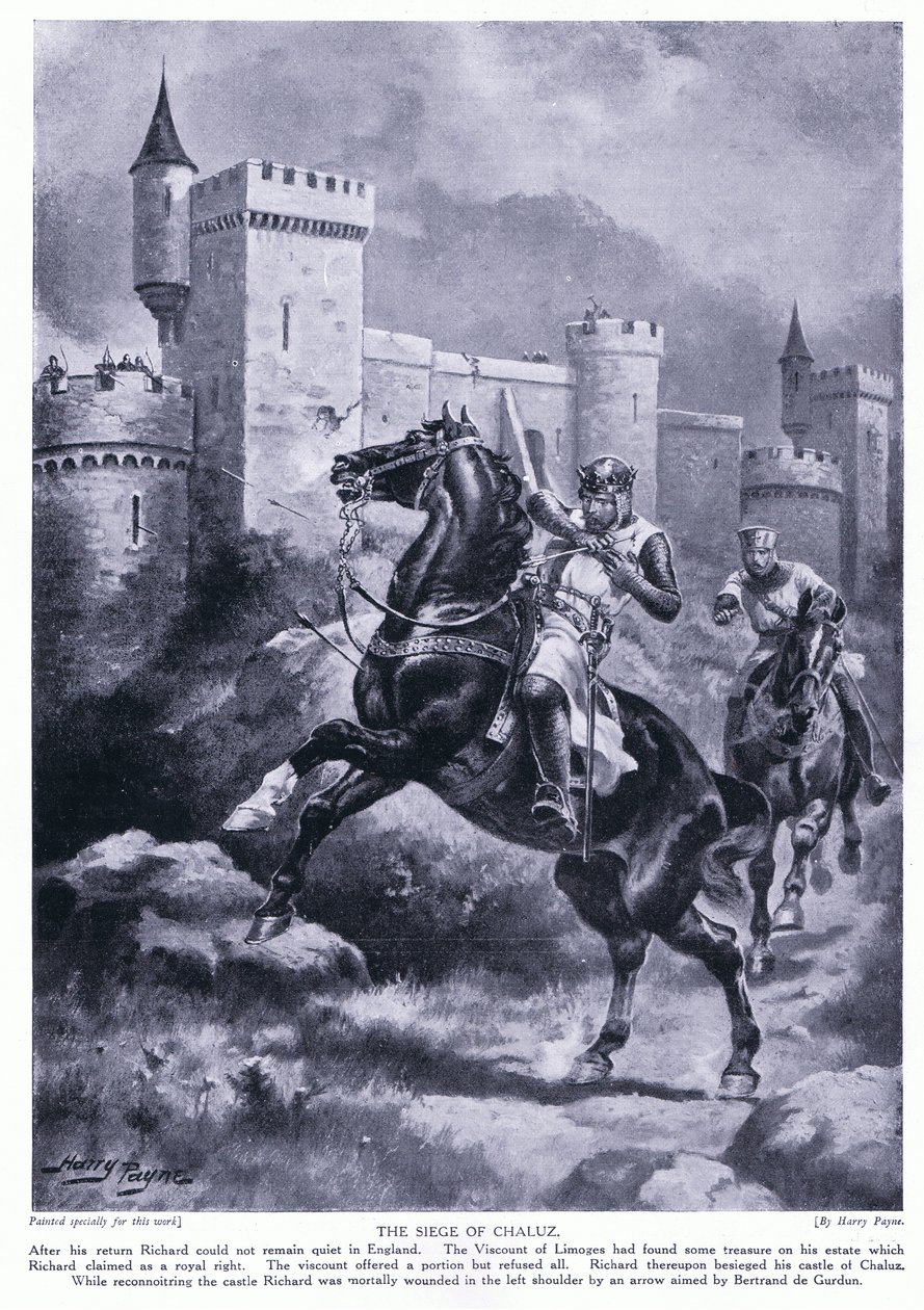Die Belagerung von Chaluz (Richard I. tödlich verwundet), 1920er Jahre von Henry A. Payne