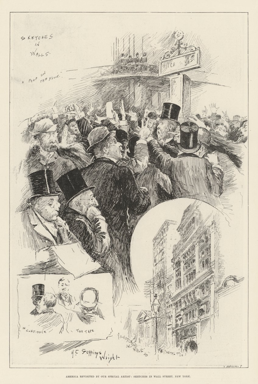 Amerika erneut besucht von unserem Spezialkünstler, Skizzen in der Wall Street, New York von Henry Charles Seppings Wright