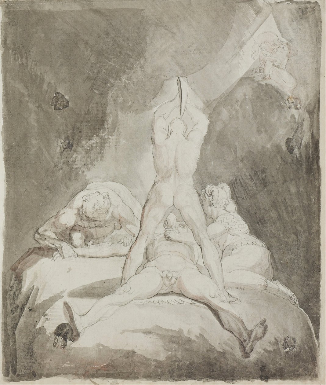 Hephaistos, Bia und Kratos sichern Prometheus auf dem Kaukasus von Johann Heinrich Füssli