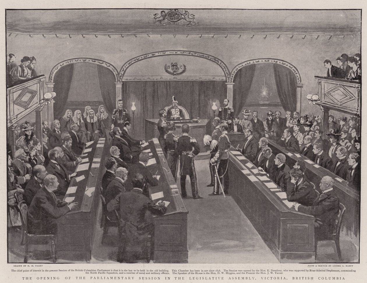 Die Eröffnung der Parlamentssitzung in der Legislativversammlung, Victoria, British Columbia von Henry Marriott Paget