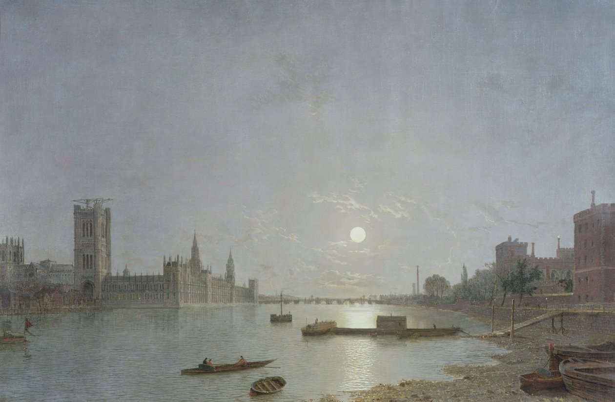 Westminster im Mondlicht, ca. 1850 von Henry Pether