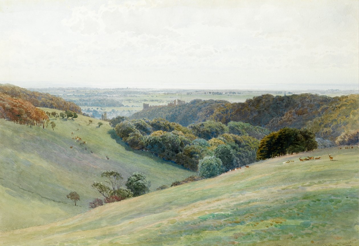 Arundel Castle vom Hirschpark aus, Sussex, 1884 von Henry Sutton Palmer