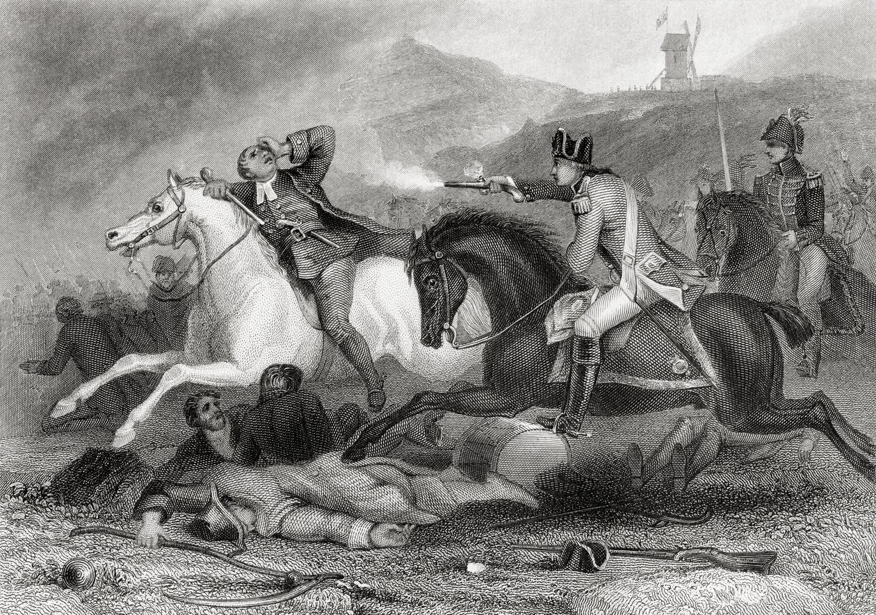 Rebellenführer Pater Clinch wird in der Schlacht von Vinegar Hill, Enniscorthy, County Wexford, Irland 1798 erschossen, aus 