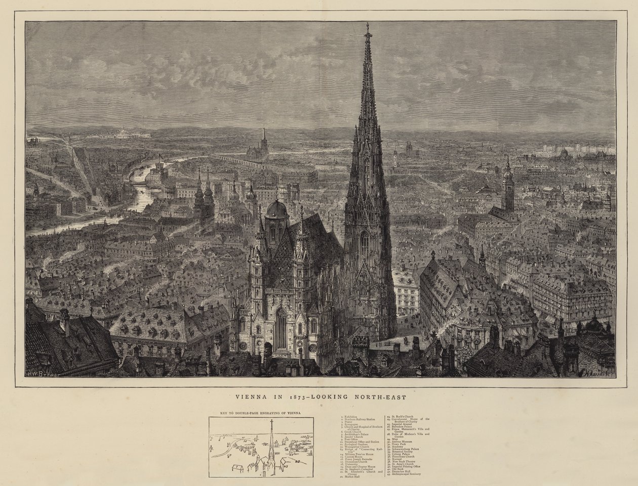 Wien im Jahr 1873, Blick nach Nordosten von Henry William Brewer