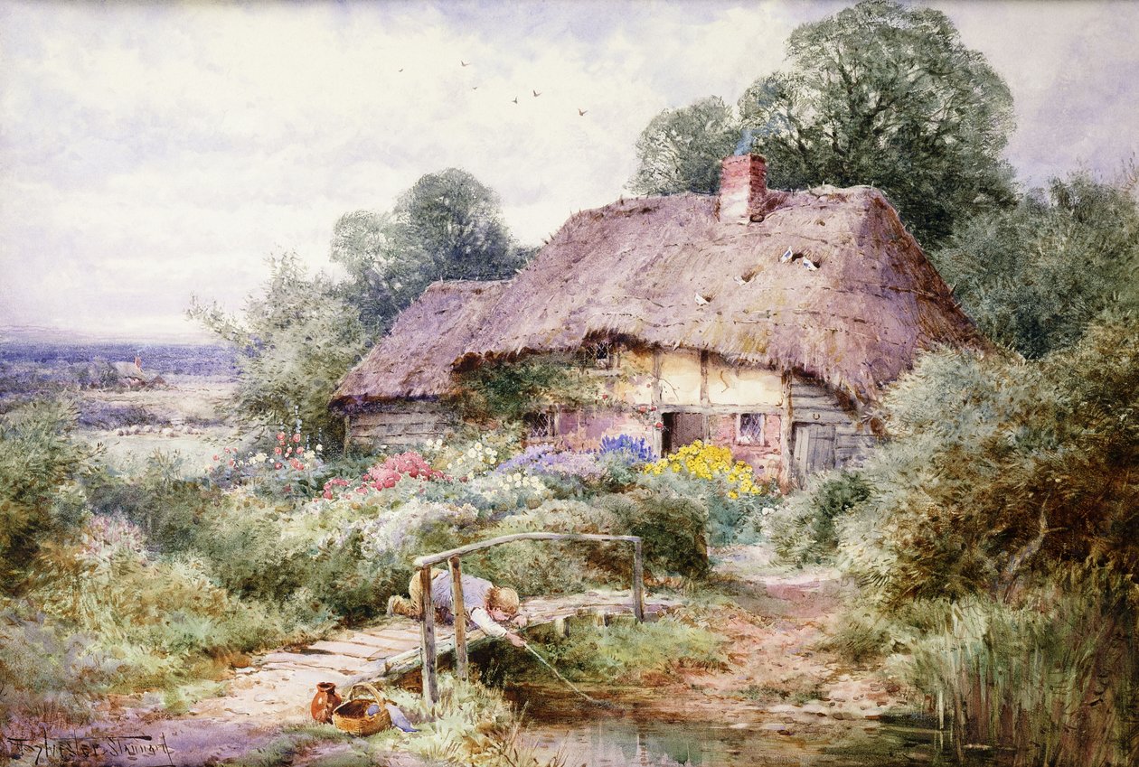 Fische fangen in Eastbury, Berkshire von Henry John Sylvester Stannard