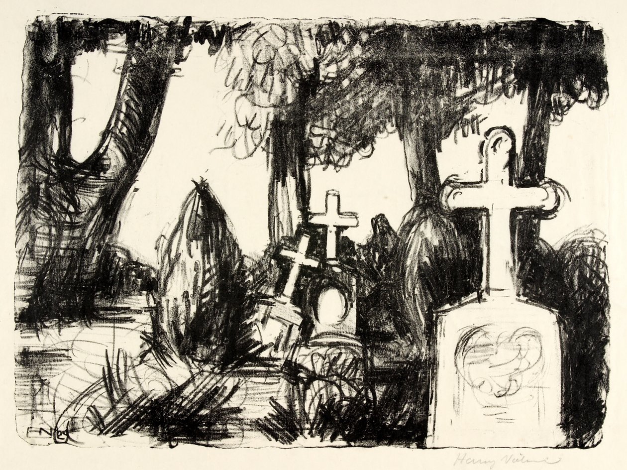 Friedhof mit drei Grabsteinen von Henry Nielsen