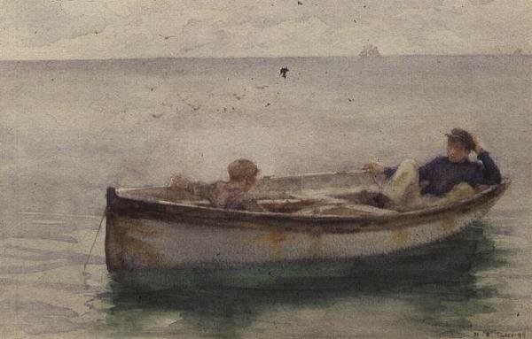 Zwei Jungen in einem Ruderboot von Henry Scott Tuke