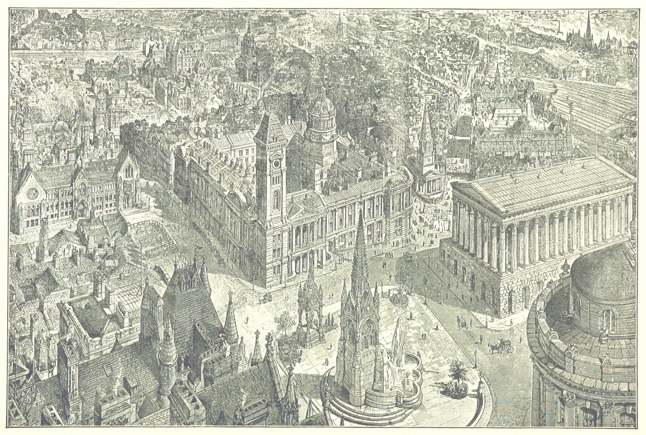 Vogelperspektive von Birmingham im Jahr 1886 von Henry William Brewer