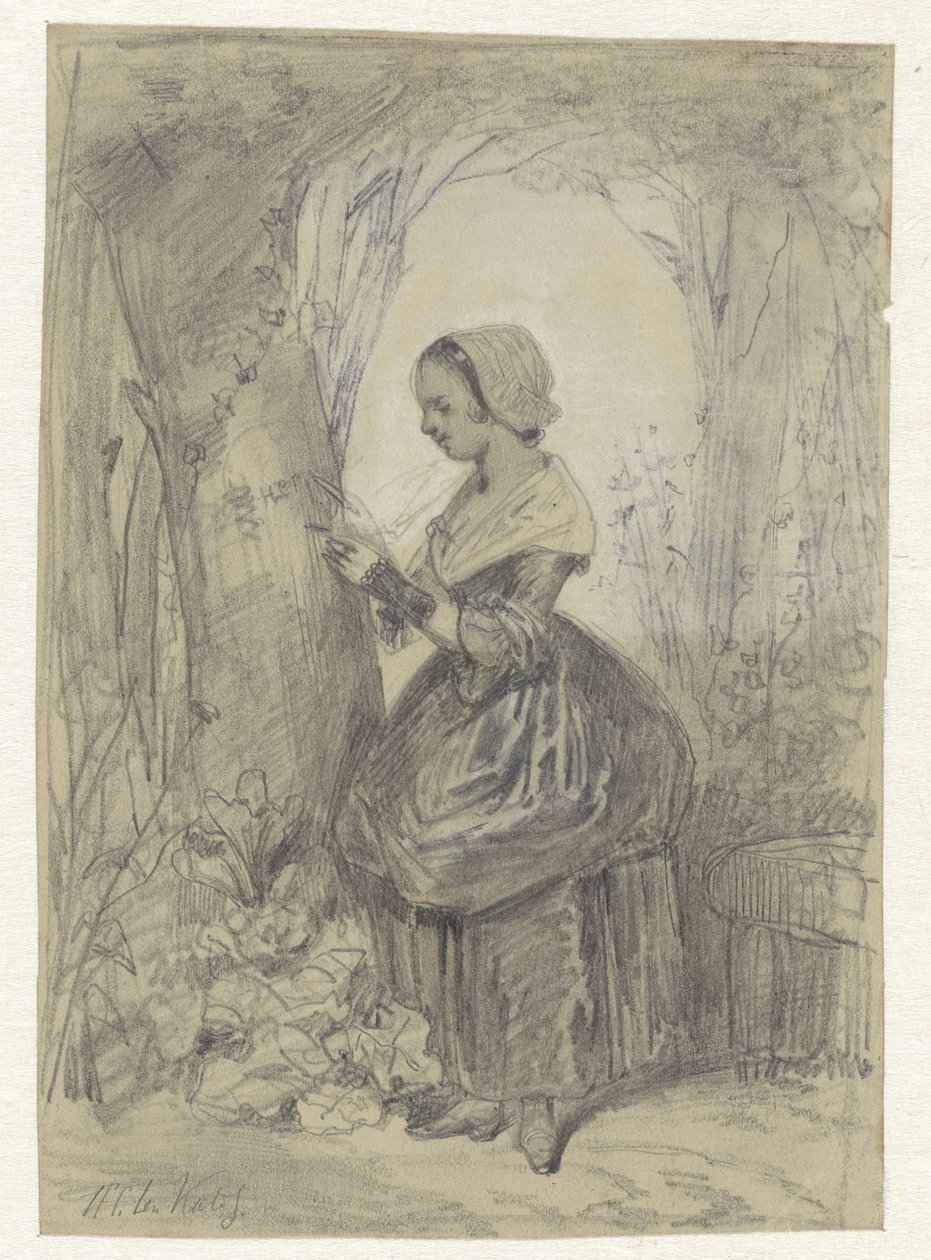 Mädchen bei einem Baum von Herman Frederik Carel ten Kate