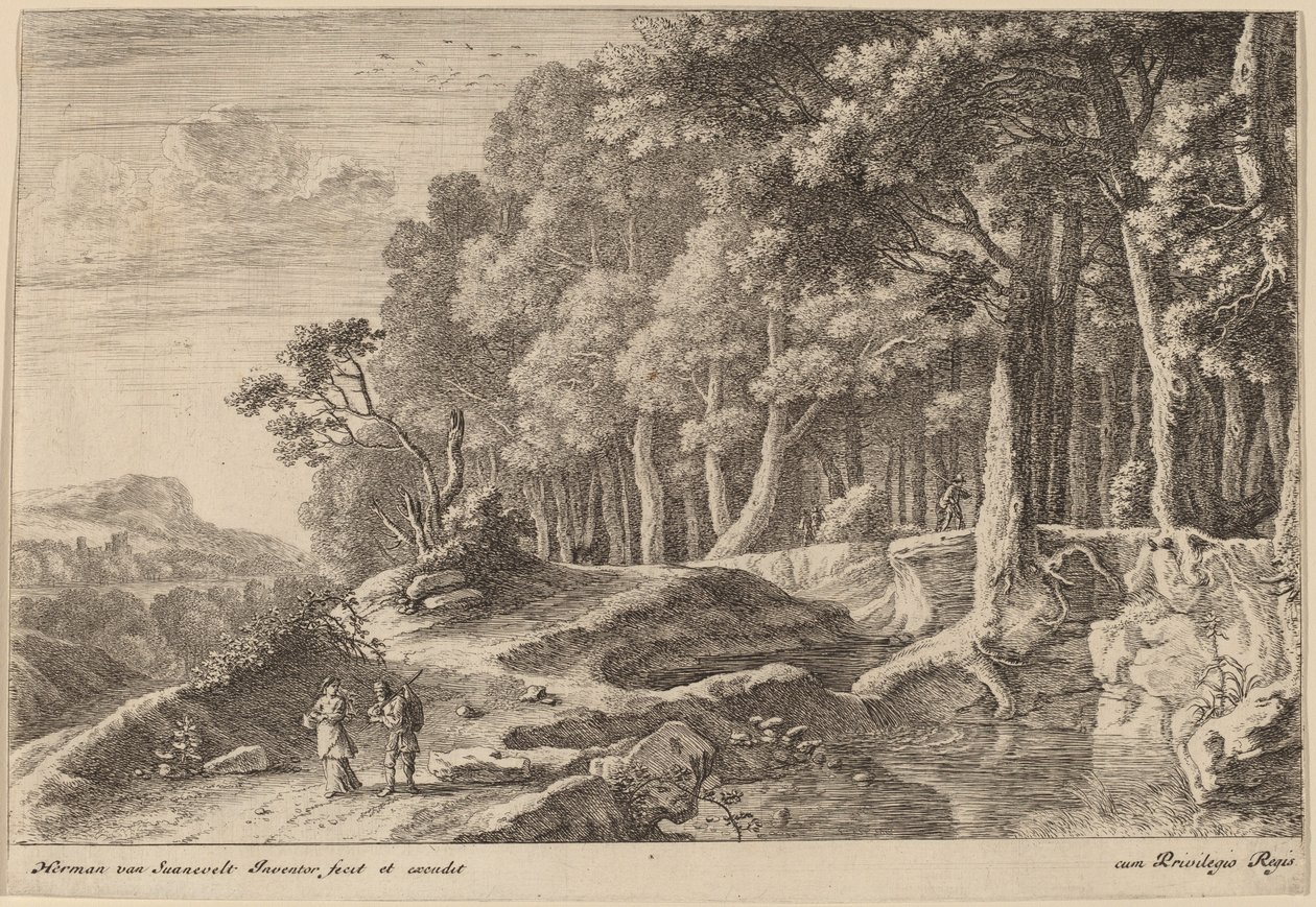 Wälder an einem Bach von Herman van Swanevelt