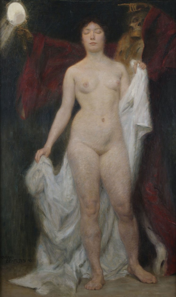 Weiblicher Akt mit Tod als Vanitasallegorie von Hermann Behrens