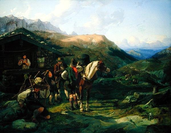 Abfahrt von der Alm, 1832 von Hermann Kauffmann