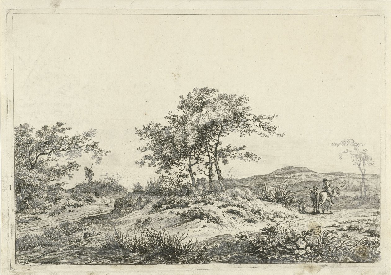 Landschaft mit Reiter und Fußgänger von Hermanus Fock
