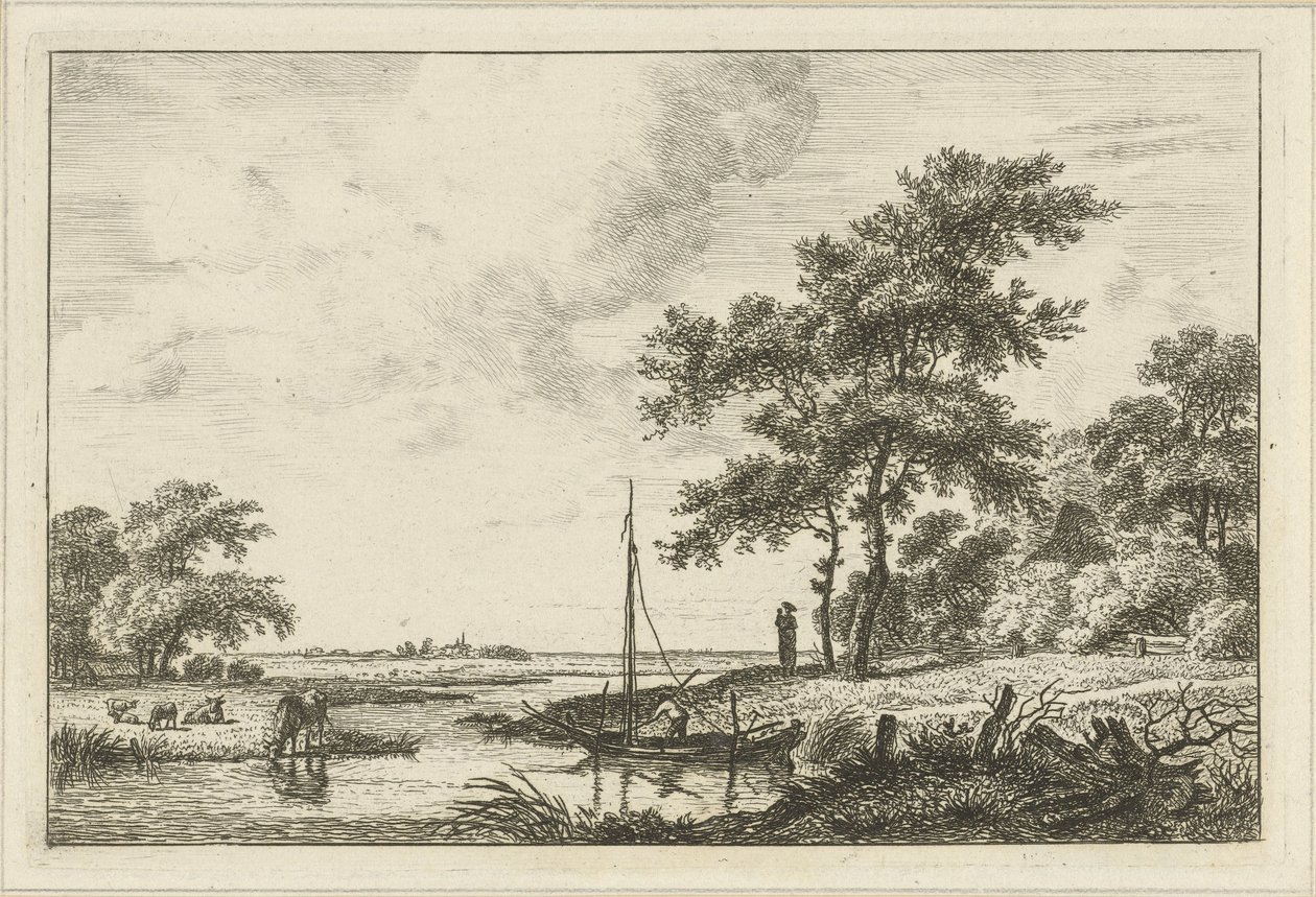 Landschaft mit Boot von Hermanus Fock