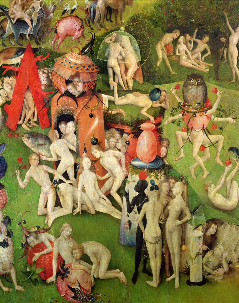 Der Garten der Lüste: Allegorie des Luxus, mittleres Panel des Triptychons, ca. 1500 (Detail) von Hieronymus Bosch