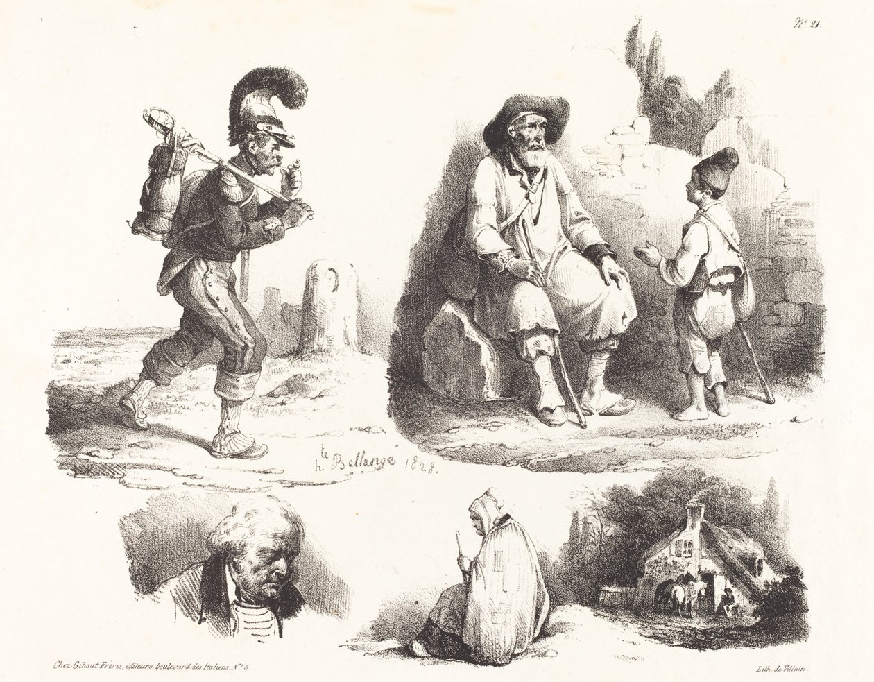 Fünf Vignetten von Hippolyte Bellange