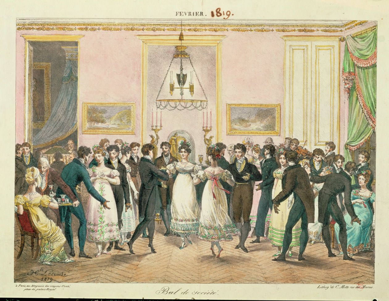 Gesellschaftsball (Litho) von Hippolyte Lecomte