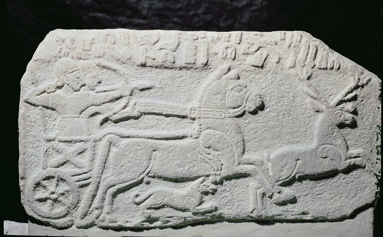 Relief, das eine Hirschjagd darstellt von Hittite