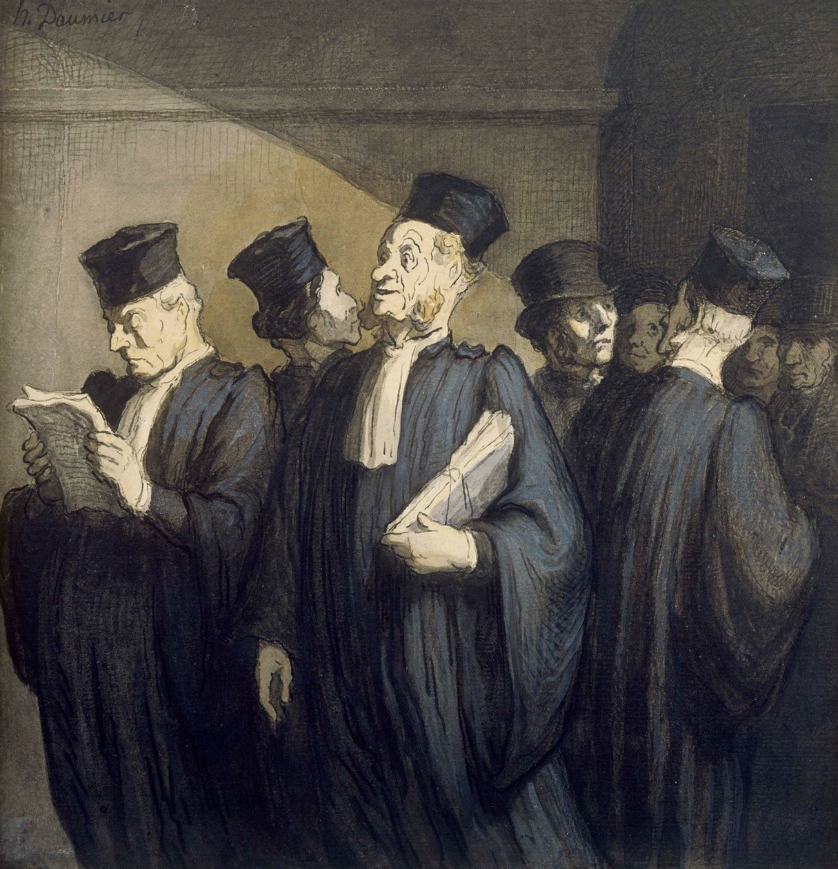 Vor der Anhörung von Honoré Daumier