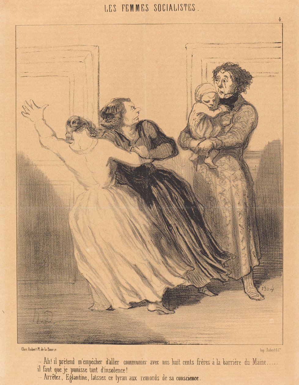 Ah! er behauptet, mich daran zu hindern, zu gehen... von Honoré Daumier
