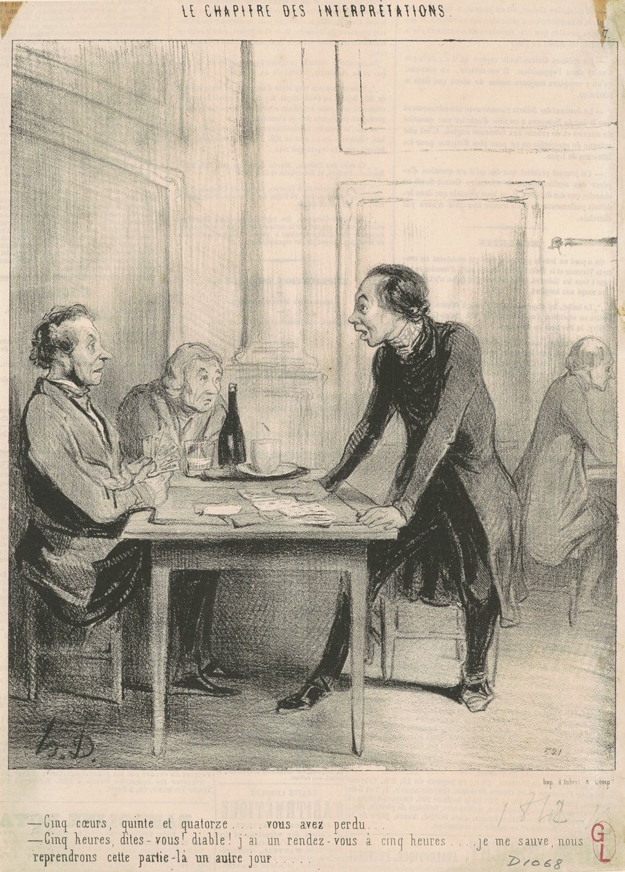 Fünf Herzen, Quinte und Vierzehn von Honoré Daumier