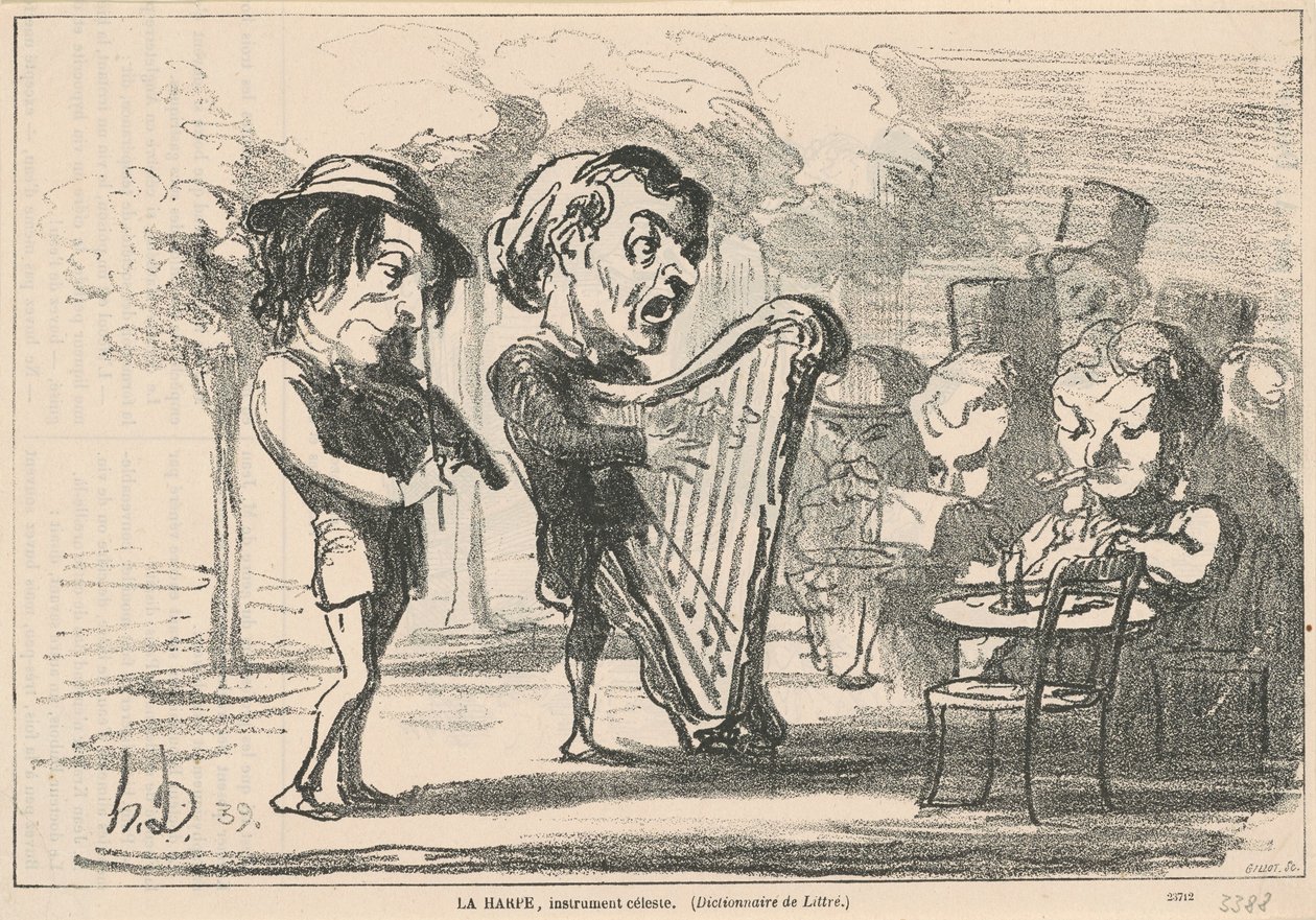 Die Harfe, himmlisches Instrument von Honoré Daumier