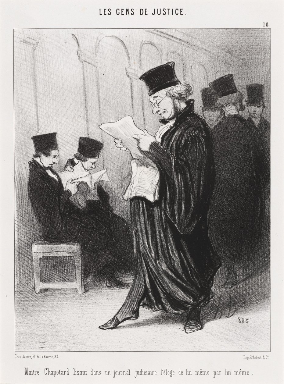 Meister Chapotard liest ... das Lob von sich selbst ... von Honoré Daumier