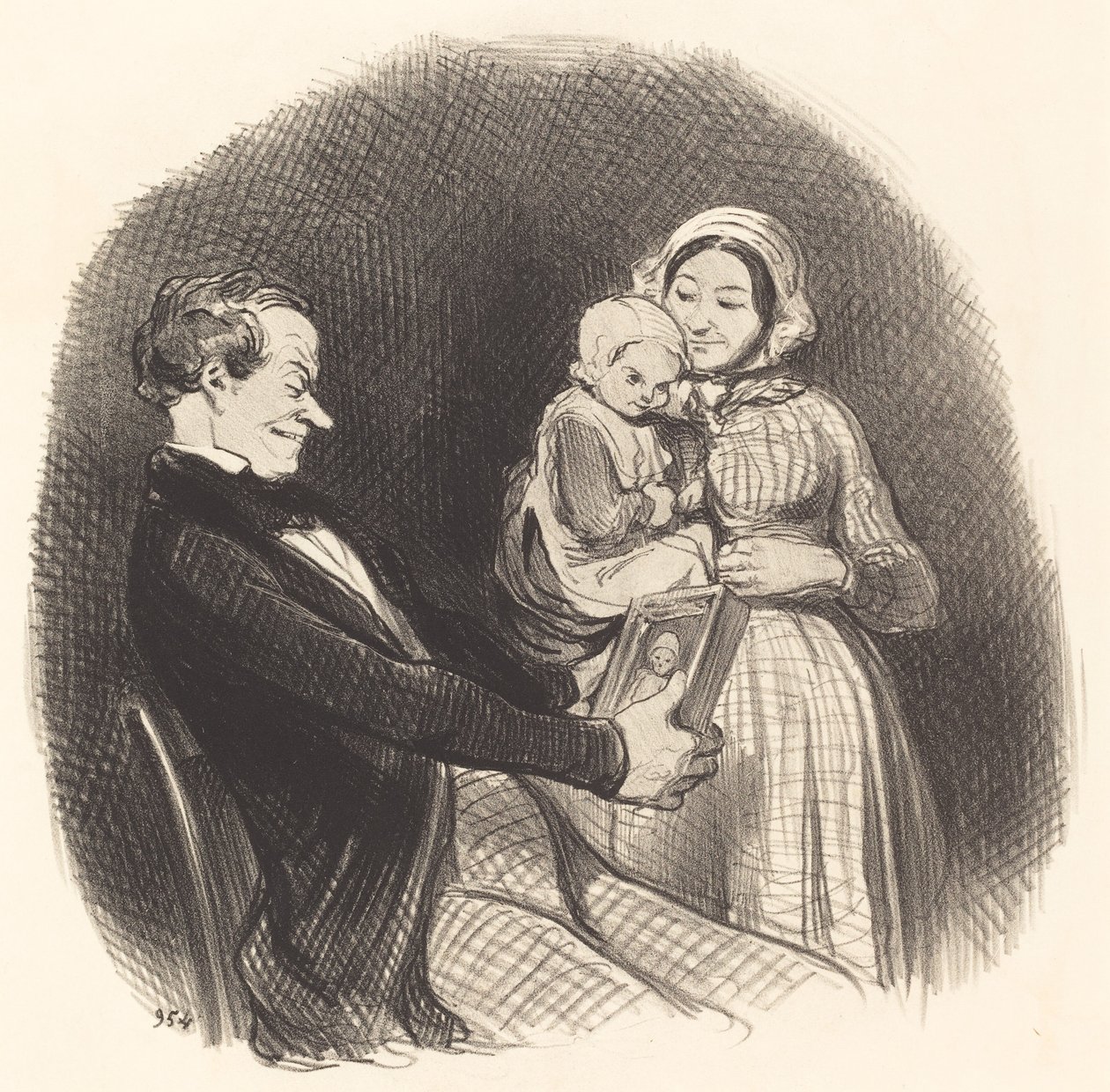 Papa betrachtet das Bild seines Bildes von Honoré Daumier