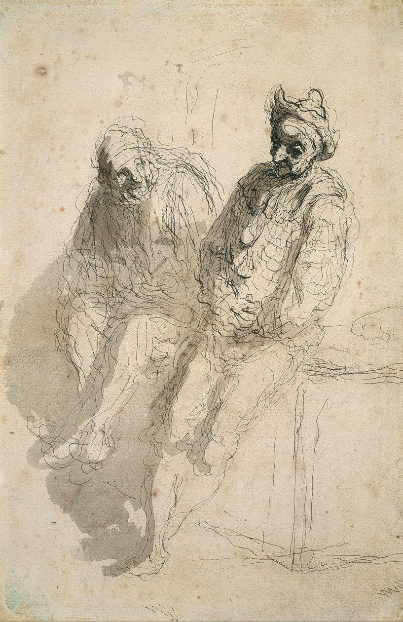 Zwei Gaukler von Honoré Daumier