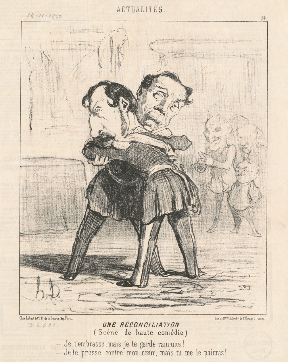 Eine Versöhnung, Szene aus der hohen Komödie von Honoré Daumier