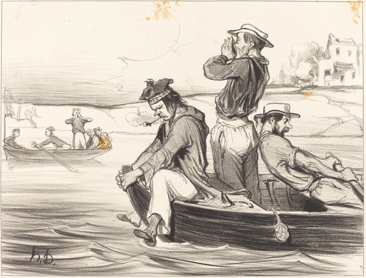 Eine Begegnung im offenen Wasser von Honoré Daumier
