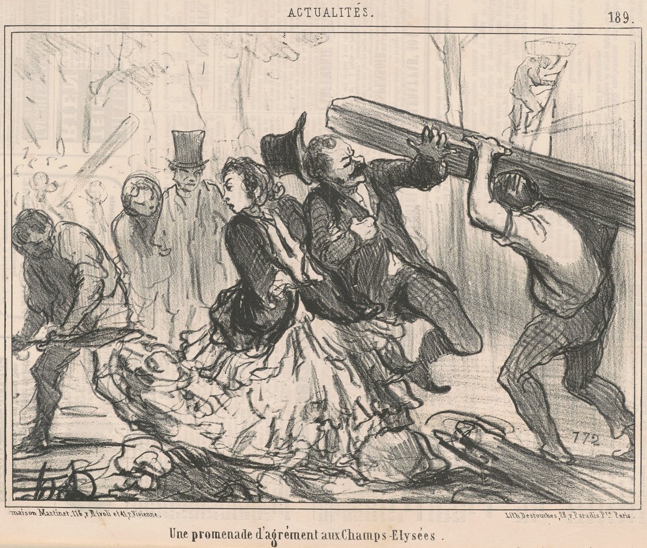 Ein Spaziergang auf den Champs-Elysées von Honoré Daumier