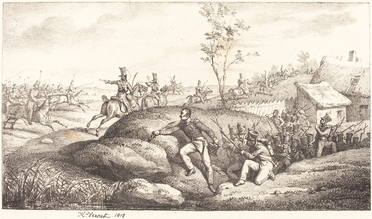 Hinterhalt der Infanterie gegen die Kosaken von Emile Jean Horace Vernet