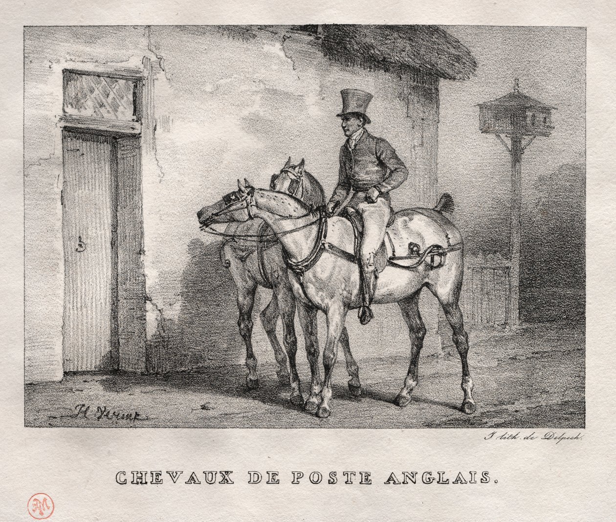 Postpferde von Emile Jean Horace Vernet