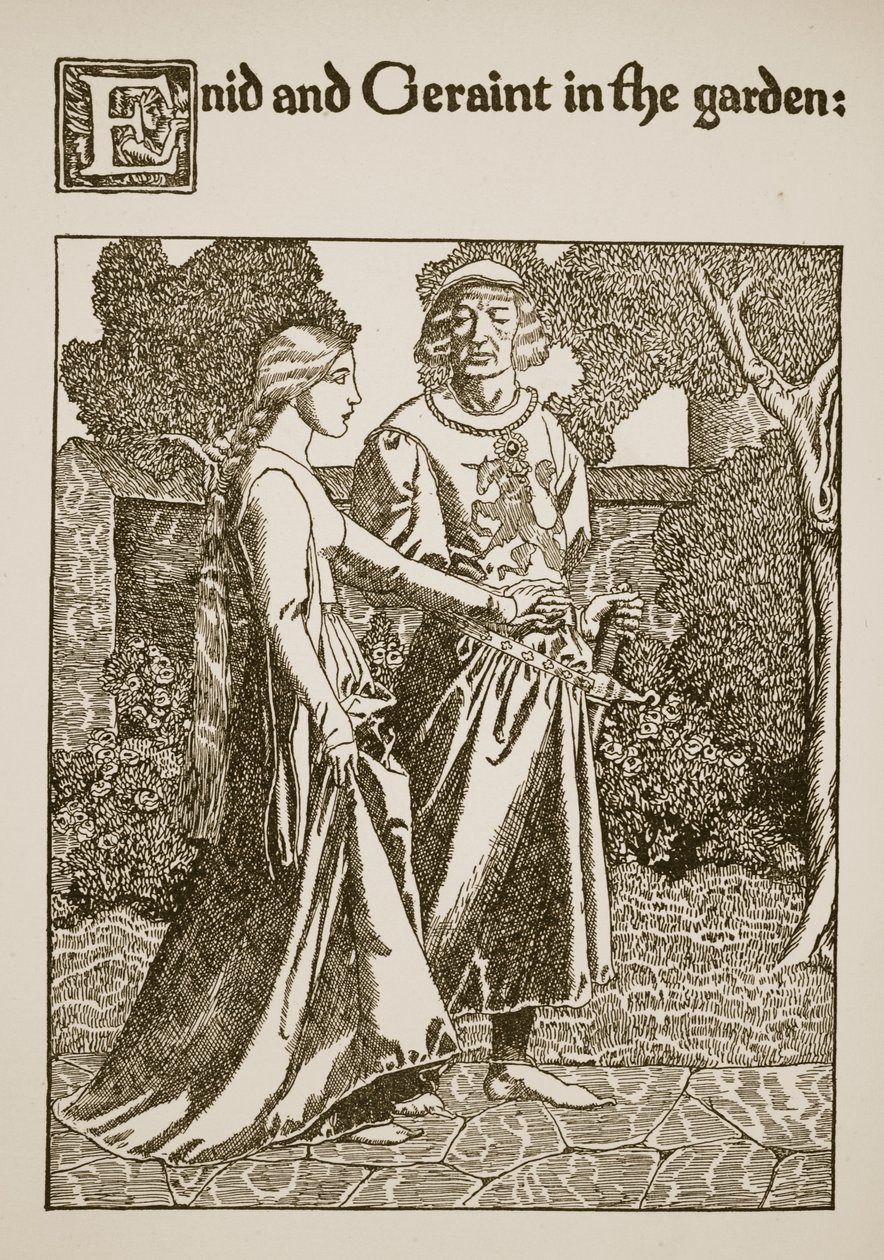 Enid und Geraint im Garten, Illustration aus 