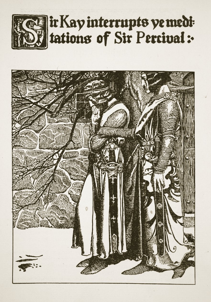 Sir Kay unterbricht die Meditationen von Sir Percival, Illustration aus 