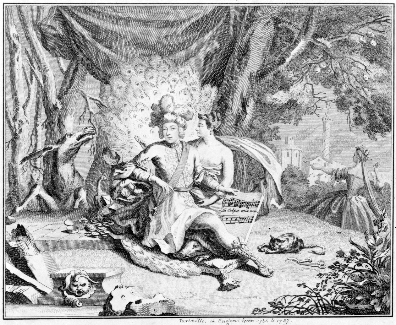 Satire auf einen Kastratensänger, 1730-40 von Hubert Francois Gravelot