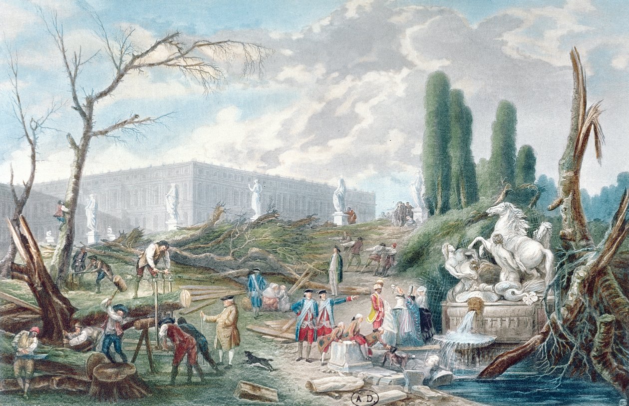 Baumfällung im Garten von Versailles um die Bäder des Apollo von Hubert Robert