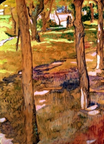 Figuren in einer Landschaft von Hugo Scheiber