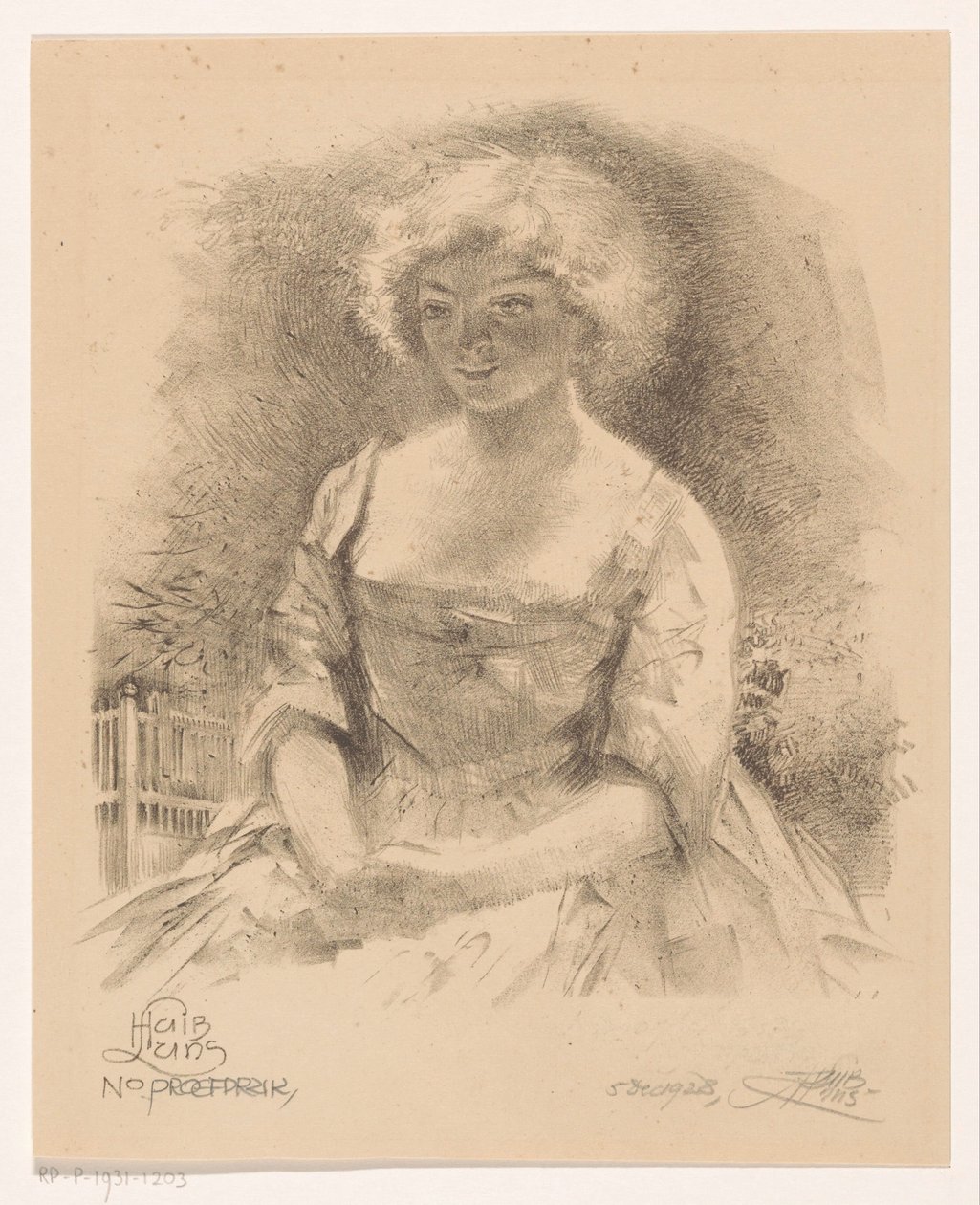 Sitzendes Mädchen von Huib Luns (signed by artist)