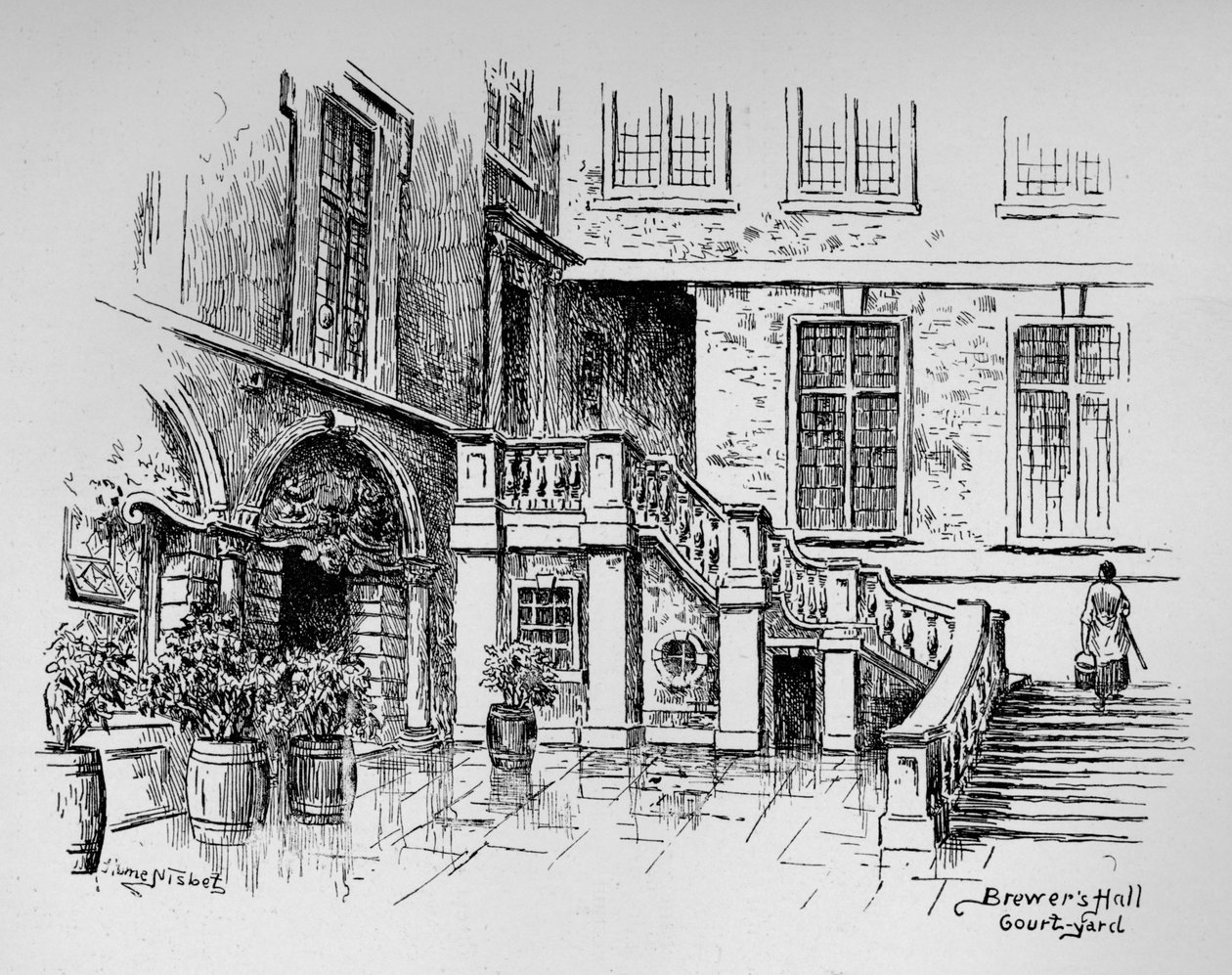 Brewers Hall Innenhof, 1890 von Hume Nisbet
