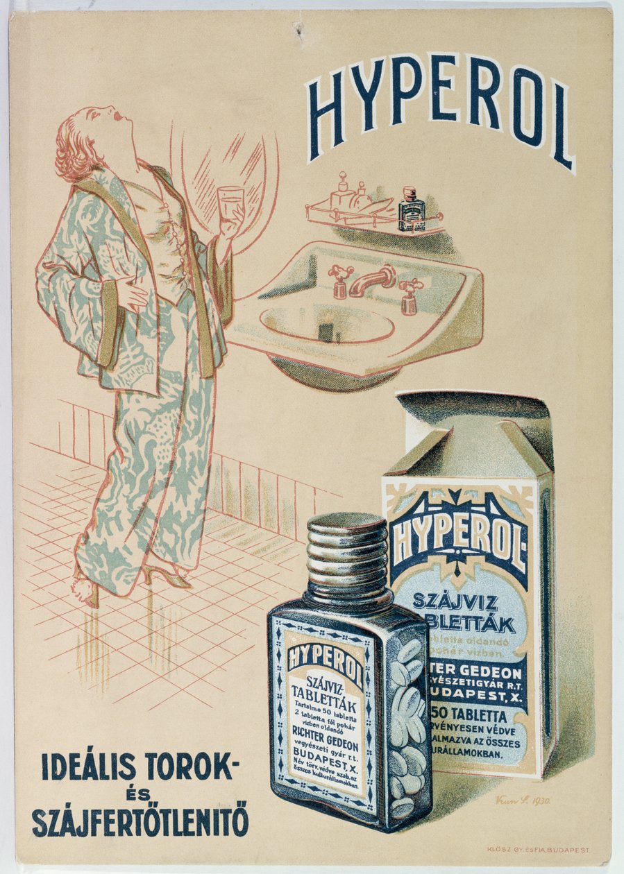 Werbung für Hyperol-Mundwaschtabletten, 1930 von Hungarian School