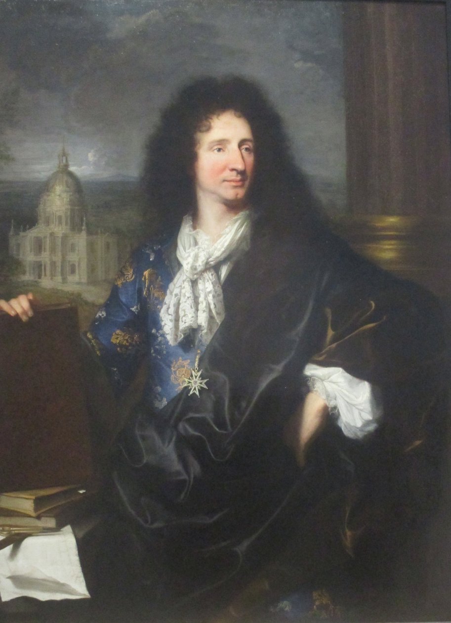 Porträt von Jules Hardouin-Mansart, Architekt des Königs von Frankreich Ludwig XIV (1643-1715) von Hyacinthe Francois Rigaud