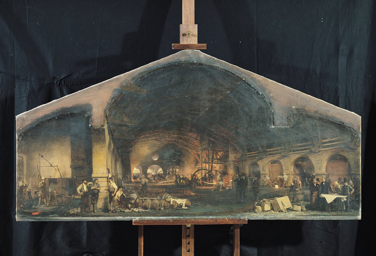 Innenansicht der Schmiede in Fourchambault von Ignace Francois Bonhomme