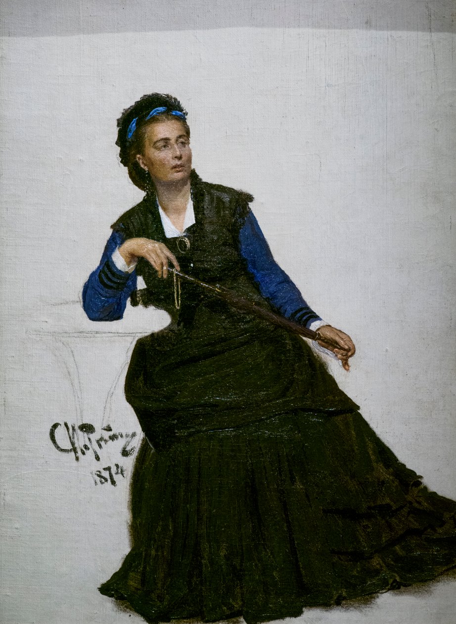 Dame spielt mit ihrem Regenschirm von Ilya Efimovich Repin