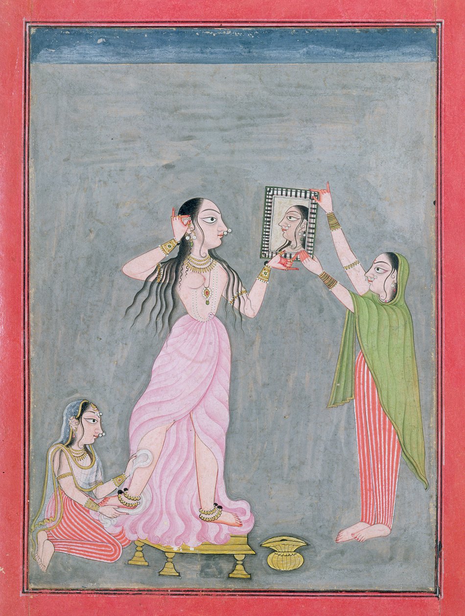 Dame bei ihrer Toilette, Mankot, ca. 1730 von Indian School